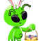 Rabbits Easter Bunny Funny Alien Wears Rabbit Ears Egg Hunt Basket.png