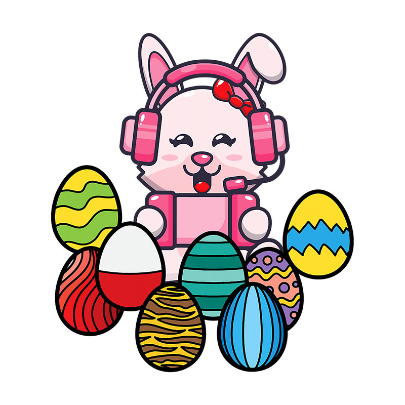 Rabbits easter egg hunting bunny rabbit baby pink gamer boys girls.png