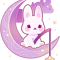 Rabbits Moon Bunny Pastel Goth Kawaii Lilac Clouds.png