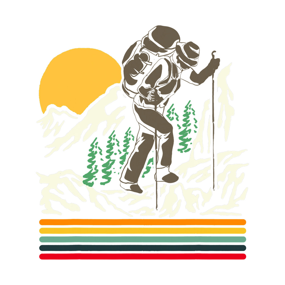 Retro Full Moon Hiker Moonlight Forest Moutain Hiking.png