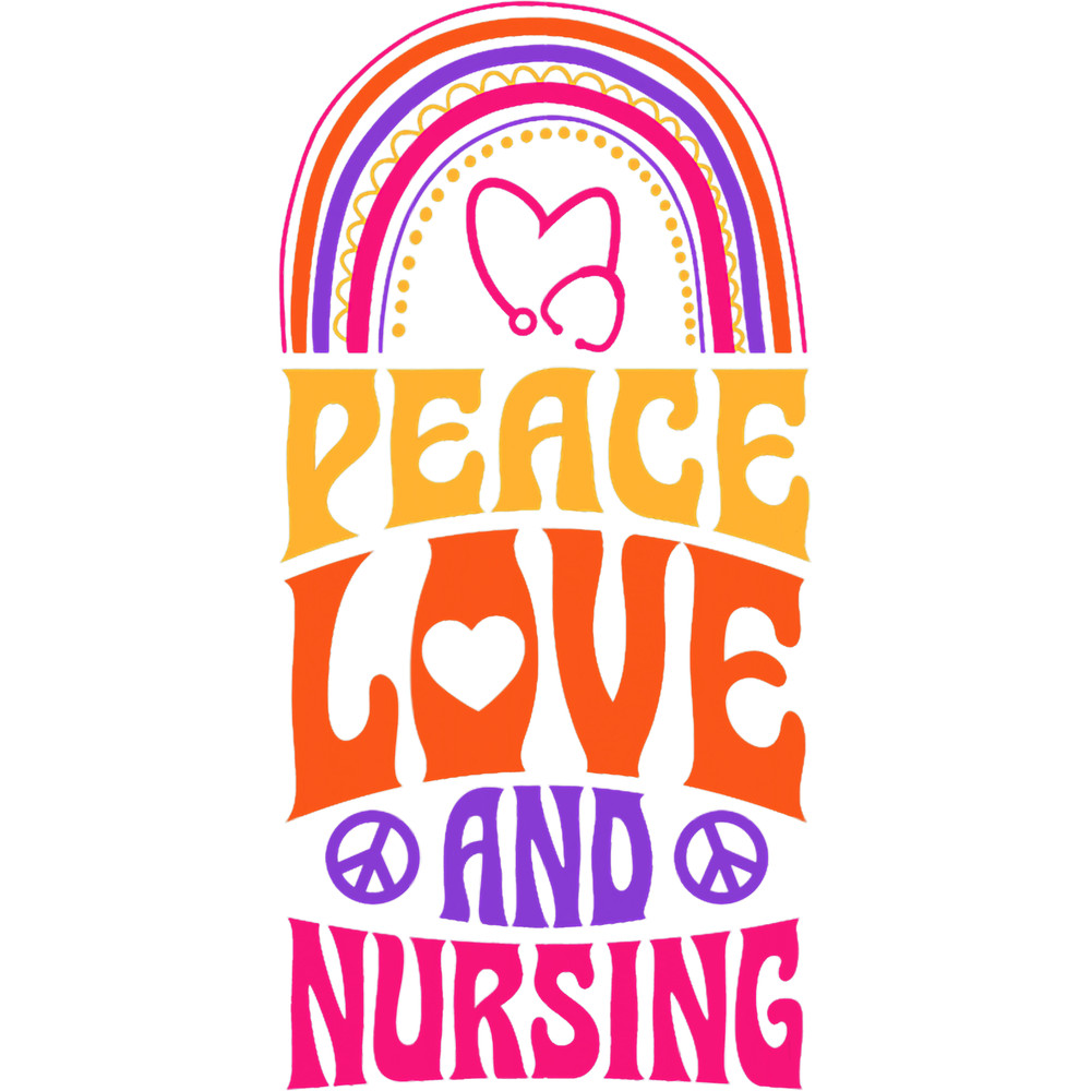 Peace Love And Nursing Bohemian Rainbow Psychedelic Hippie.png