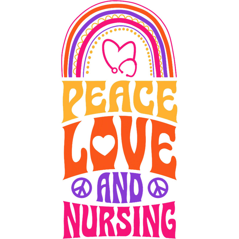 Peace Love And Nursing Bohemian Rainbow Psychedelic Hippie.png
