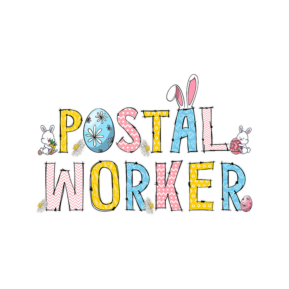Rabbits Cute Bunny Postal Worker Happy Easter Day Eggs Hunter.png