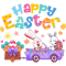 Rabbits Happy Easter Bunny Egg Driving Truck Funny Easter Day.png