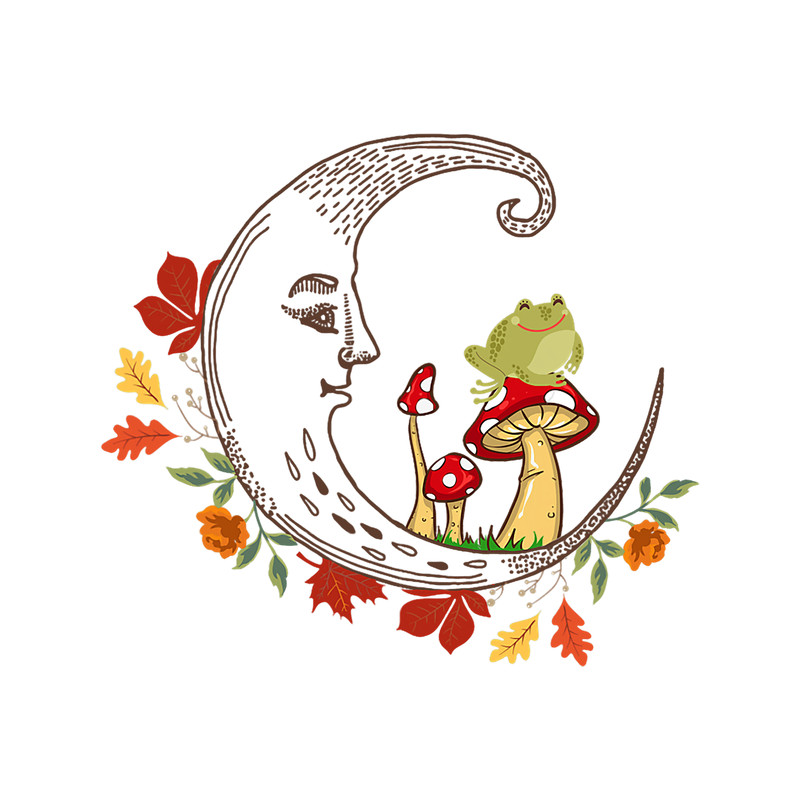 Mushroom Gift Cottage Core Mushroom and Moon at Halloween 3.png