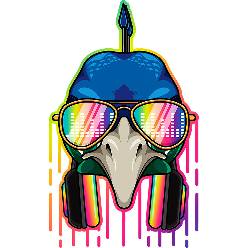 Music Peacock Dj With Headphones Musical Peacock Lovers 149.png