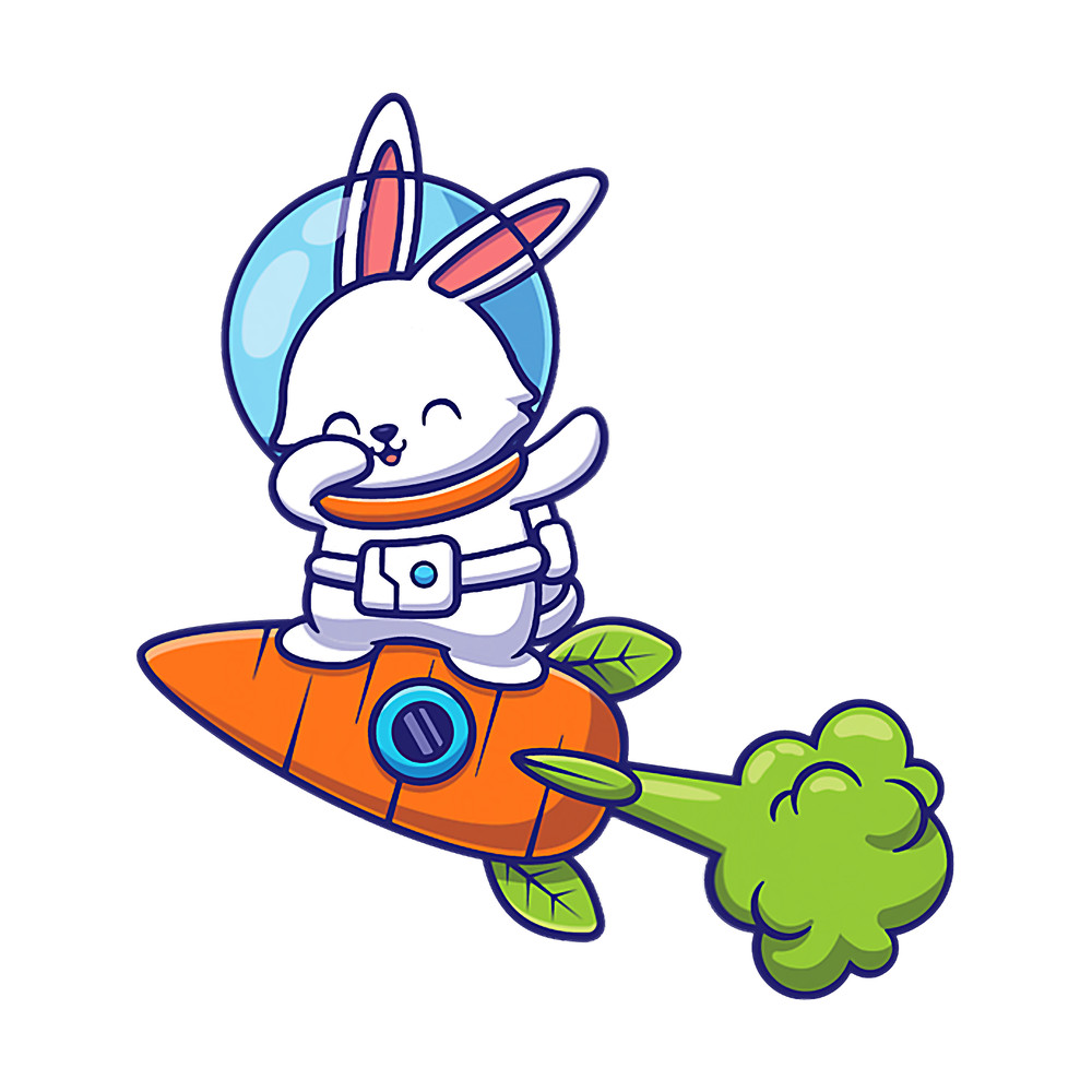 Rabbits Kawaii Rabbit Dabbing On Carrot Rocket Kids Cute Fun Funny.png