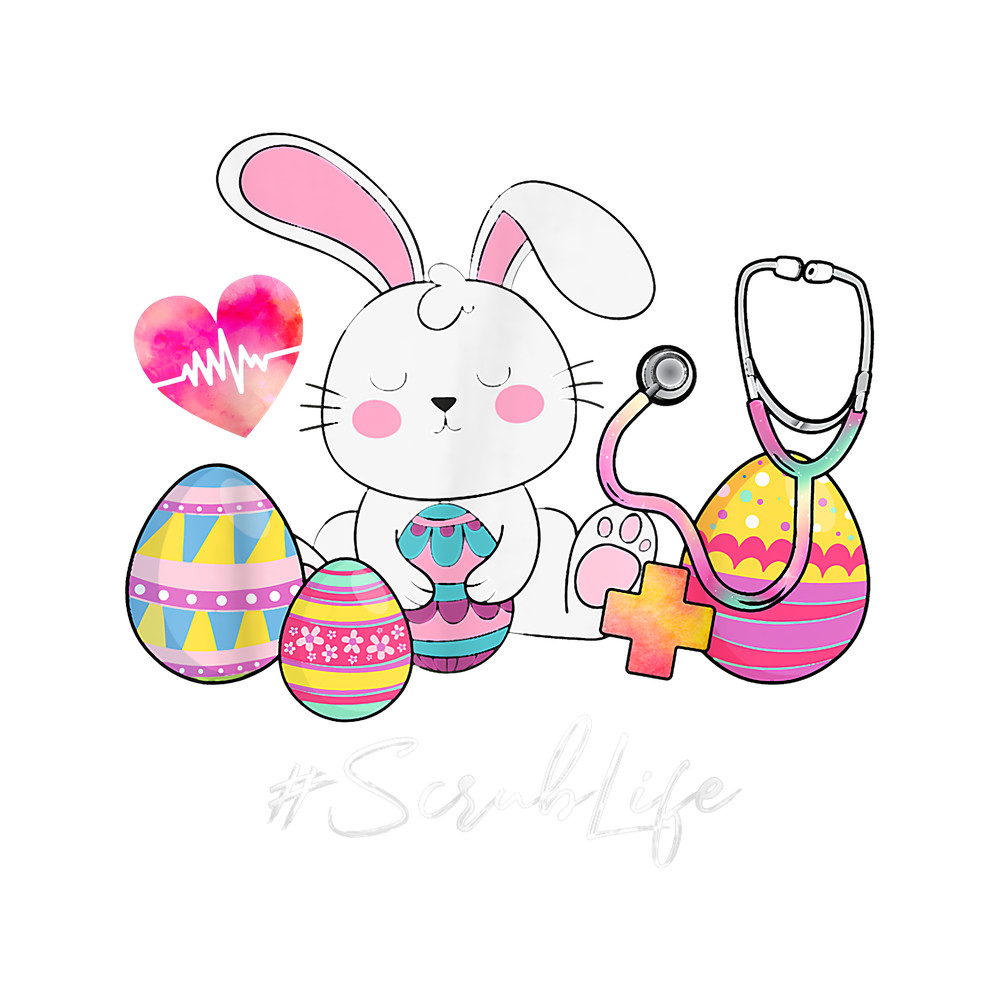 Nursing Stethoscope Cute Bunny Scrub Life Nurse Easter Day Christian.png