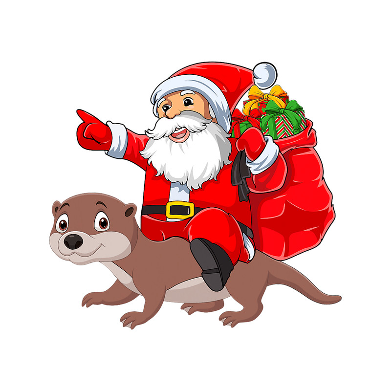 Otters Lover Funny Santa Riding Otter Christmas.png