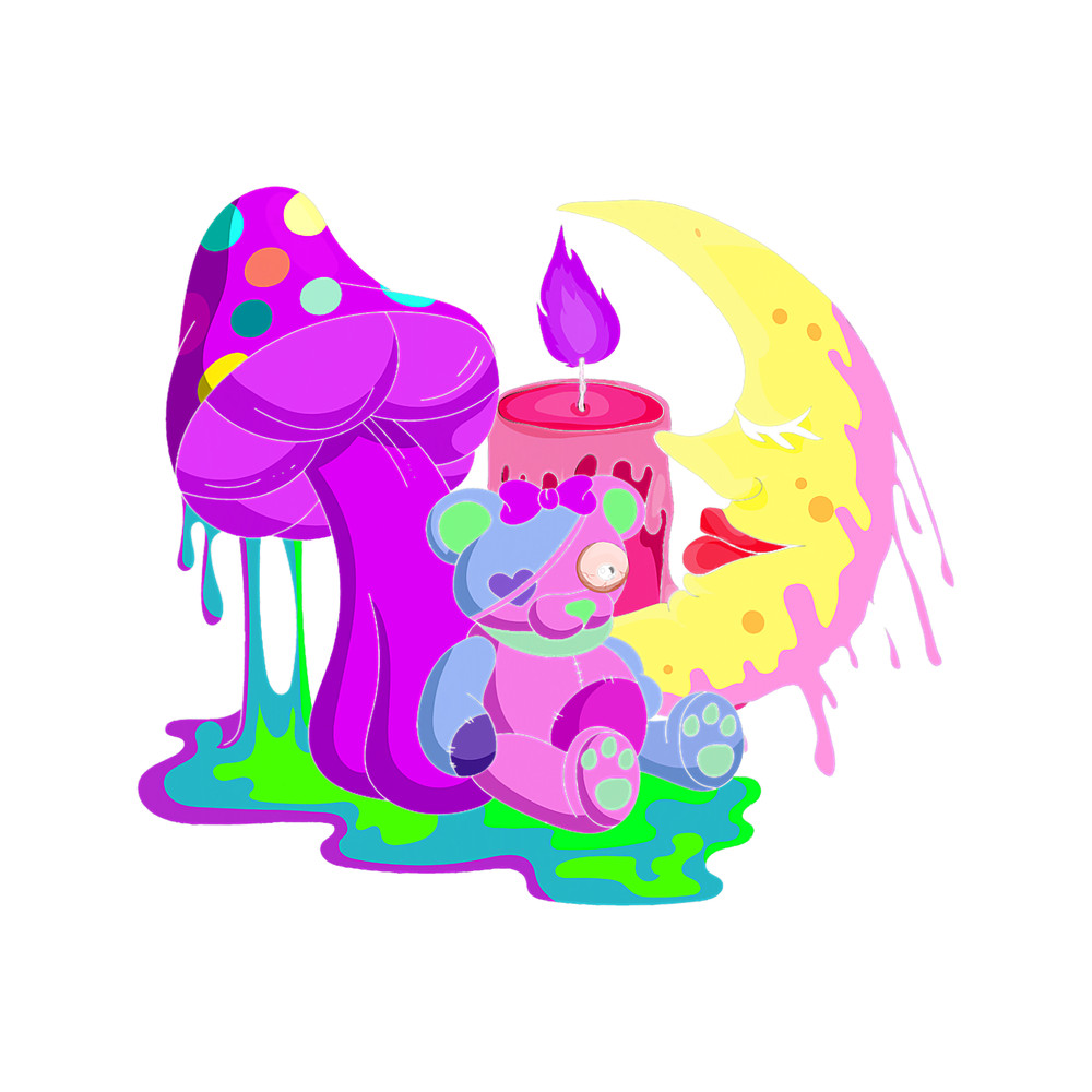 Mushroom Gift Scary Teddy Bear Moon Japanese Mushroom Anime Pastel Goth.png