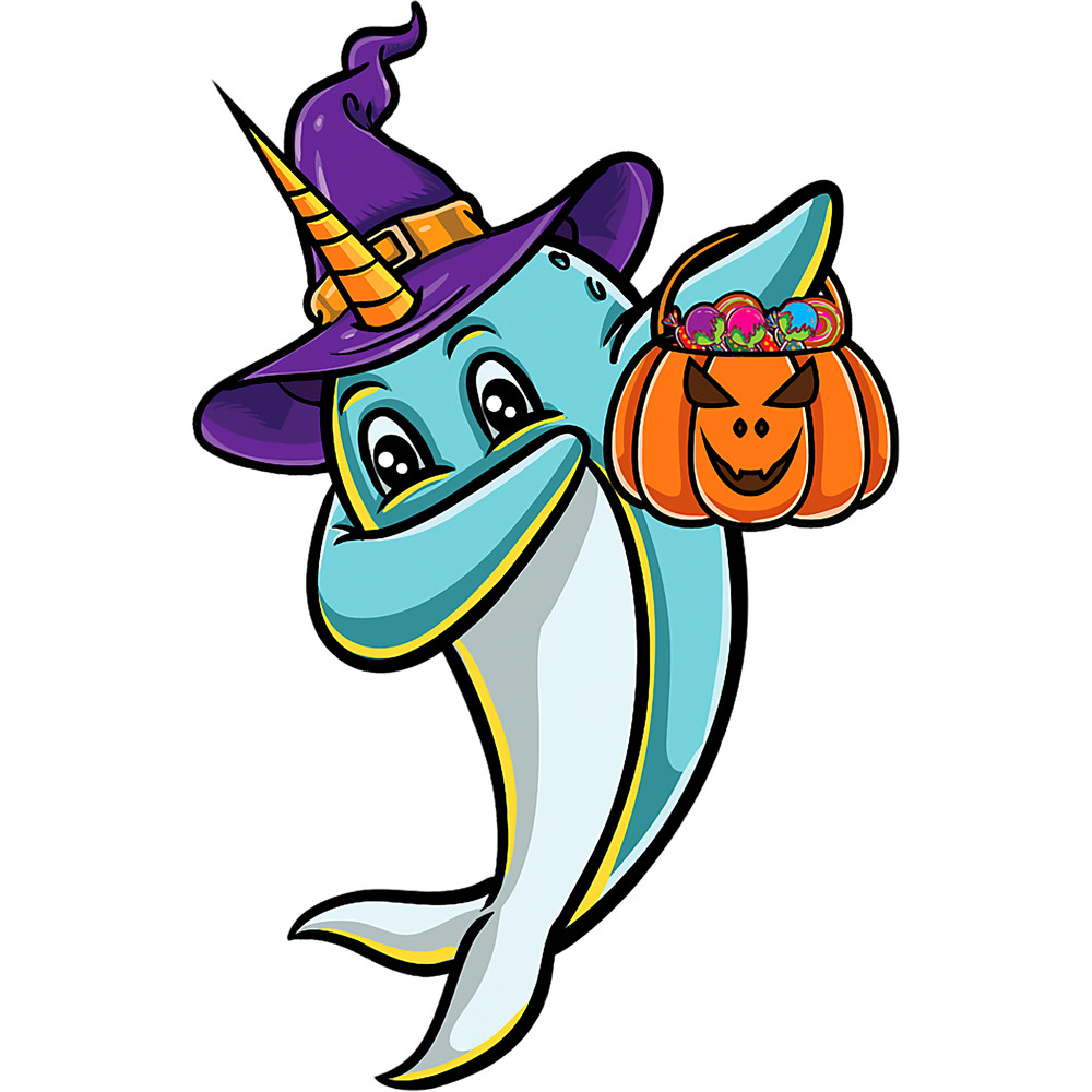 Narwhal Lover Dabbing Narwhal Witch Halloween.png