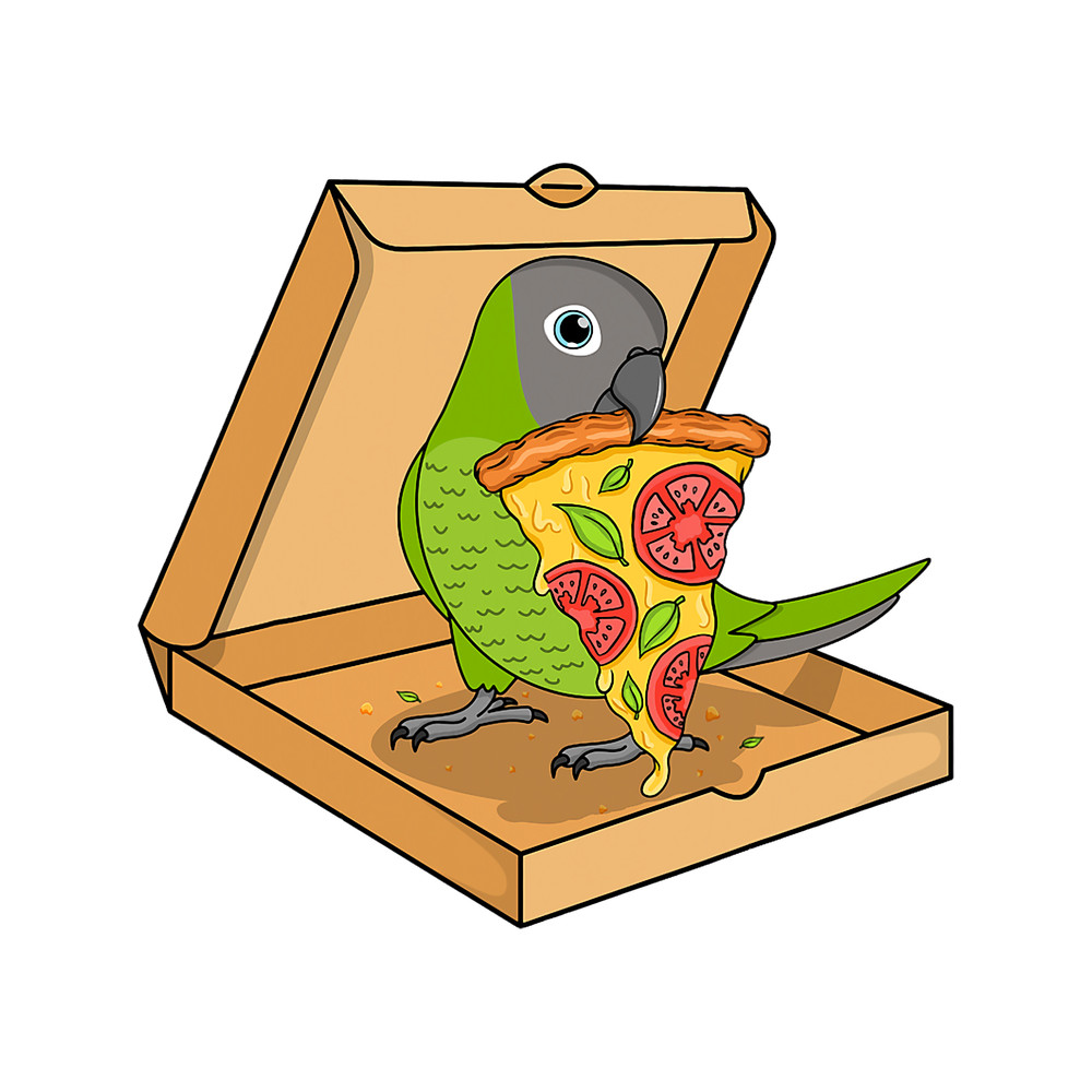Parrot Pizza Box I Kawaii Food I Duskyheaded Conure.png