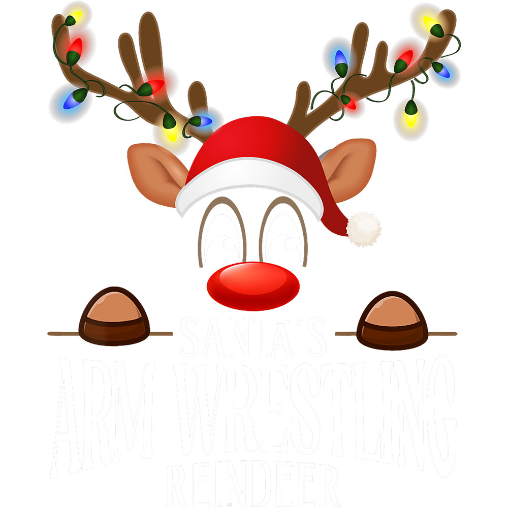 Santas Arm wrestling Reindeer Funny XMas Matching PJS.png