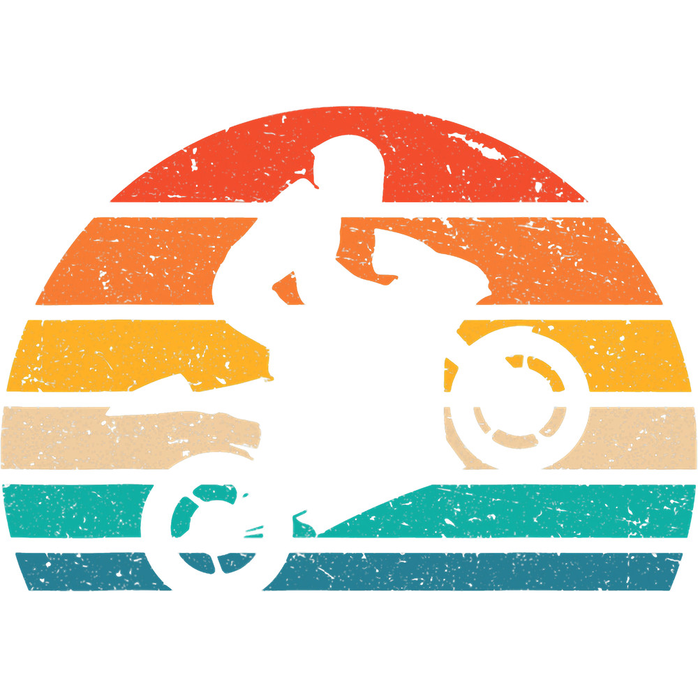 Motocross Biker Vintage Wheelie Retro Sunset Biker Motorcycle Silhouette.png