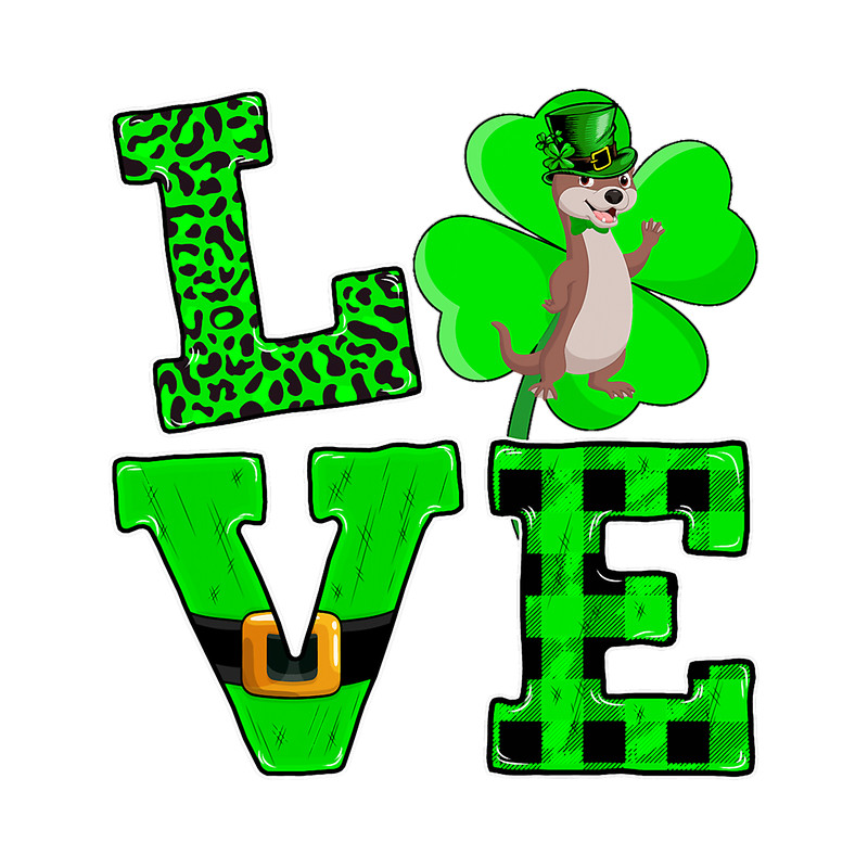 Otters Funny Shamrock Green Plaid Love Otter St. Patrick s Day.png
