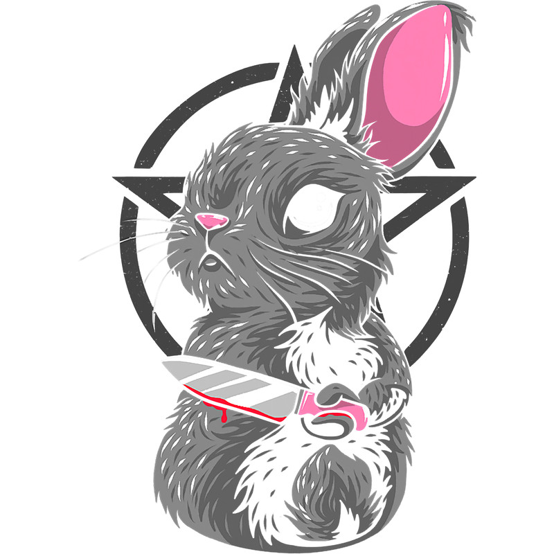 Rabbits Creepy Satanic Bunny Occult Goth Pentagram Rabbit 427.png
