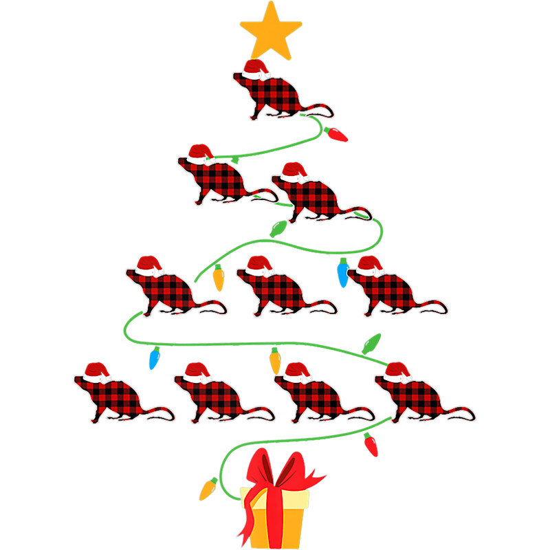 Red Plaid Buffalo Rat Christmas Tree Pajamas Xmas Family.png