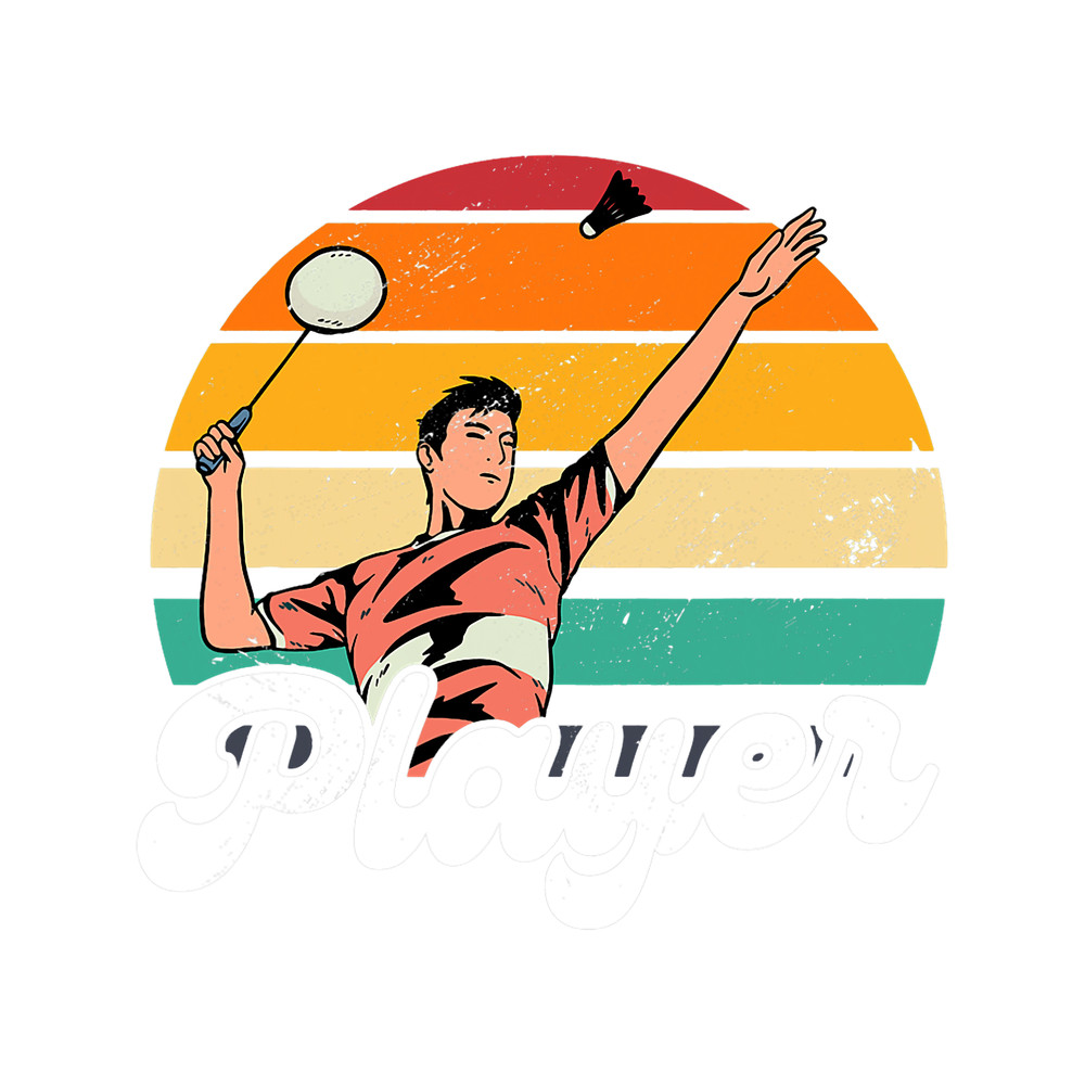 Retro Graphic Badminton Player Shuttlecock Player Sports 4.png