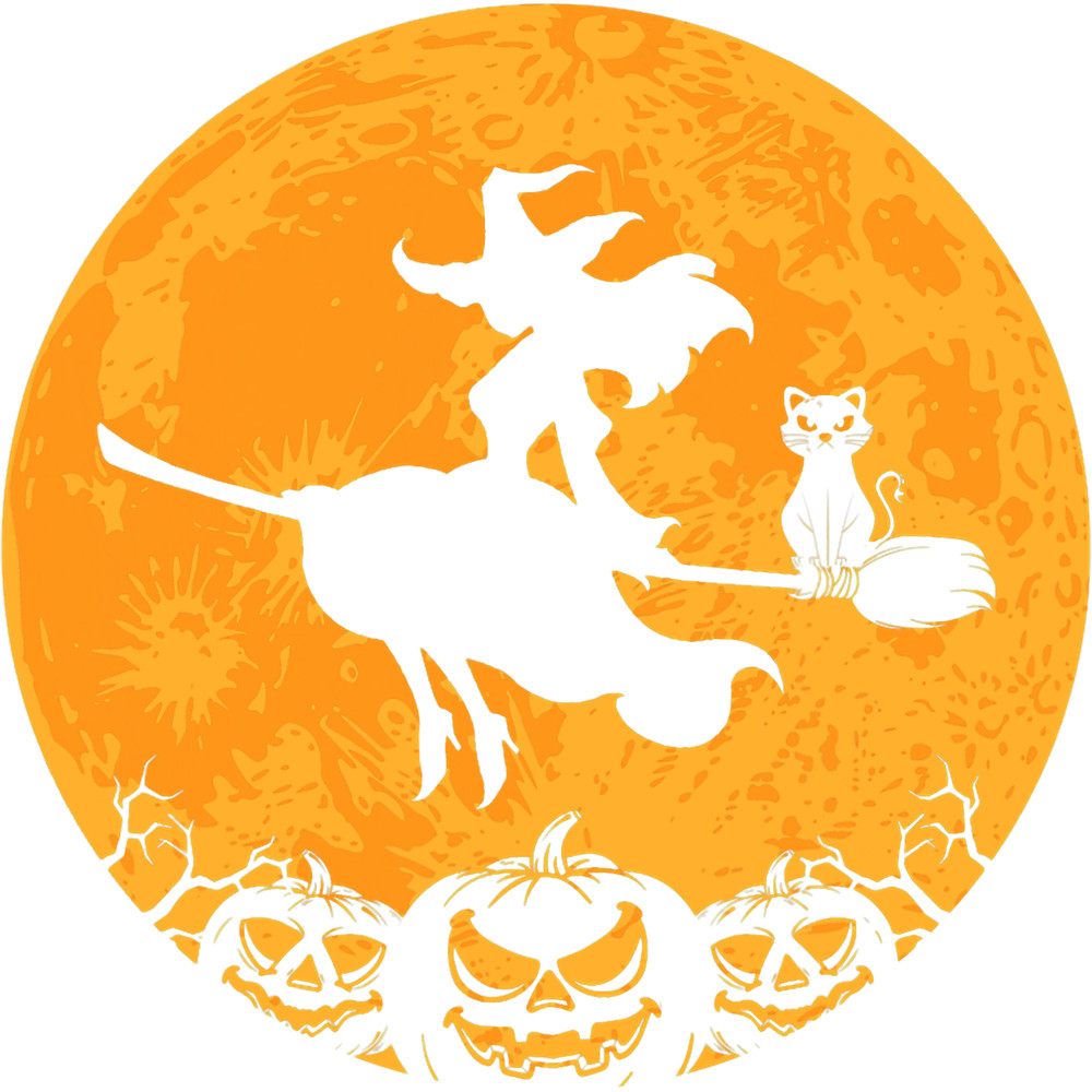 Scary Witch Hat In Moon Halloween Costume Vintage.png