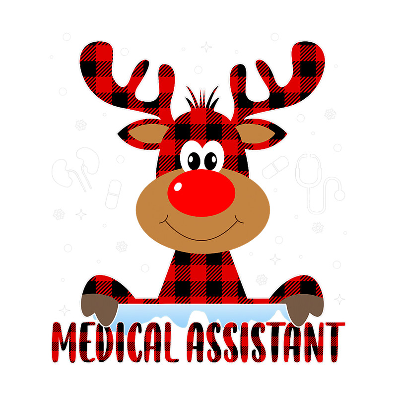 Nursing Red Plaid Medical Assistant Nurse Reindeer Christmas Pajama.png