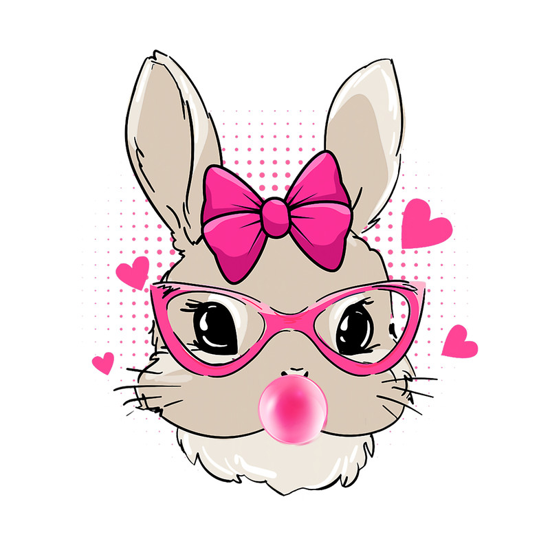 Rabbits Cute Bunny Face Tie Bandana Heart Glasses Bubblegum Easter.png
