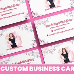 custom business card & cartoon logo, small business branding, beauty portrait and card design