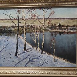 original oil painting landscape snow