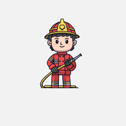Cute Firefighter Cartoon Character Illustration