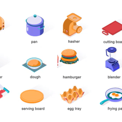 Kitchen items – Isometric Icons – Video Template