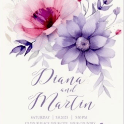 Psd beautiful wedding invitation for a wedding with watercolor flowers