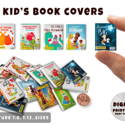 Mini 10x Kid's Book Covers Printable (1:6, 1:12)