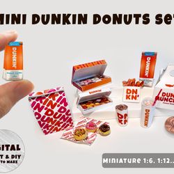 Mini DUNKIN DONUTS Printable (1:6, 1:12)