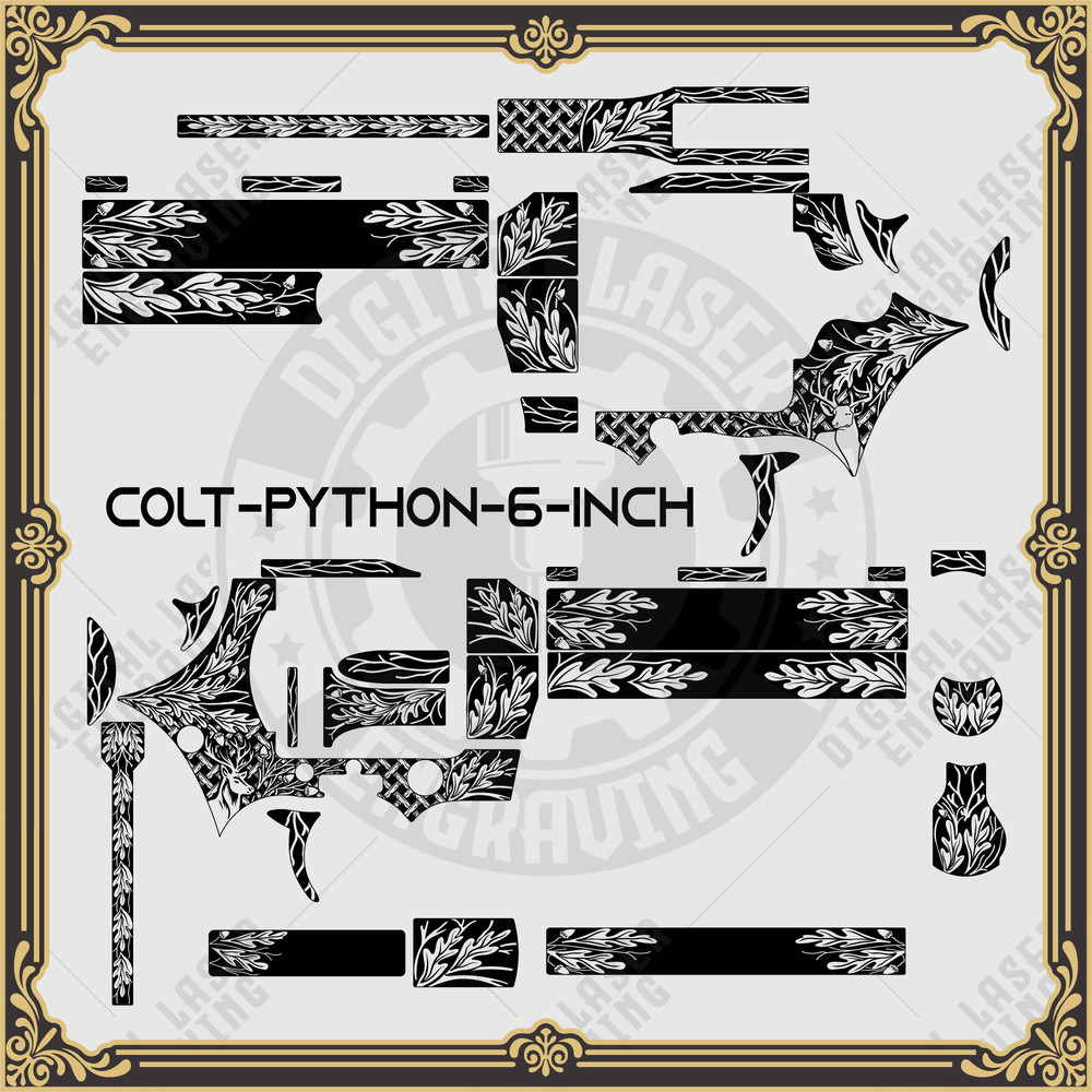 Laser Engraving Firearms Colt Python 6 Inch oak Pattern And Animal Designs.jpg