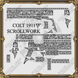 laser engraving firearms design for colt 1911 scrollwork