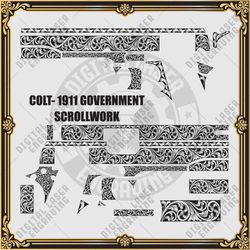 Laser Engraving Firearms Design Colt 1911 Government Scroll Work Designs