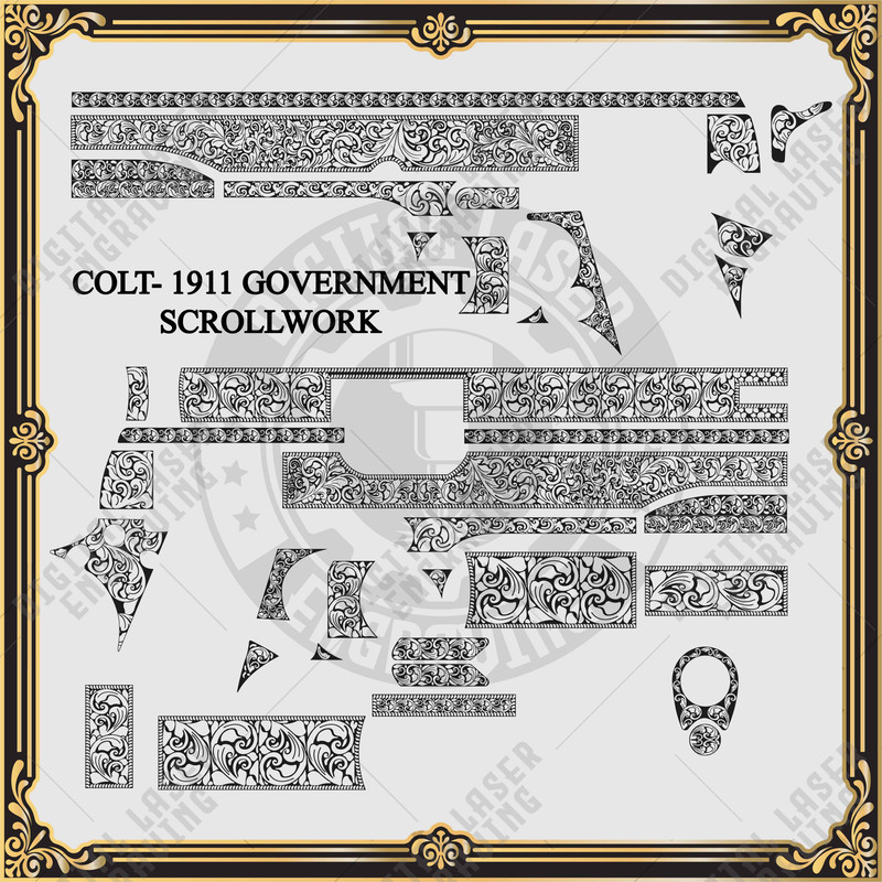Firearms Engraving Colt1911 Government Scroll Work Laser Cutting Design.jpg