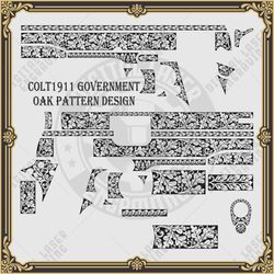Laser Engraving Firearms Colt 1911 Government oak Pattern Scroll Design