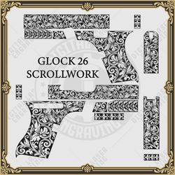 laser engraving firearms glock 26 scrollwork vector design