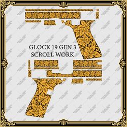 firearms laser engraving vector design glock 19 gen 3 "scrollwork"