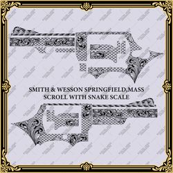 Firearms Laser Engraving Vector Design SMITH & WESSON SPRINGFIELD,MASS "SCROLL with SNAKE SCALE"