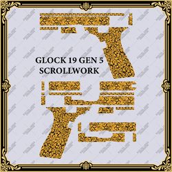 firearms laser engraving vector design glock 19 gen 5 "scrollwork"