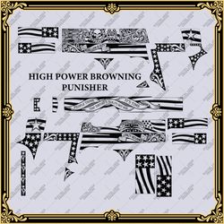 firearms laser engraving vector design high power browning "punisher"