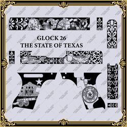 firearms laser engraving vector design glock 26 "the state of texas"