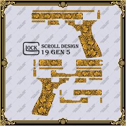 laser engraving firearms vector design glock 19 gen 5 "scrollwork"