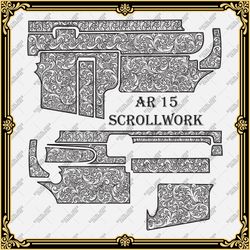 firearms laser engraving vector design ar 15 "scrollwork"