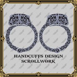 handcuffs laser engraving vector design "scrollwork"