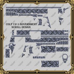 laser engraving firearms vector design colt 1911 government "scrollwork"