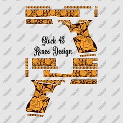 glock 43 roses design. laser engraving, engraving design, laser design, laser cut, metal design, laser arts, firearms,