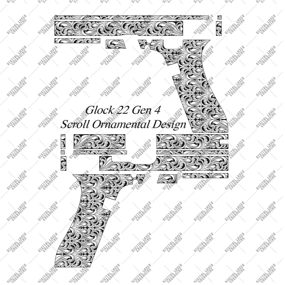 Glock 22 Gen 4 Scroll Ornamental Design For Laser Engraving Firearms 0