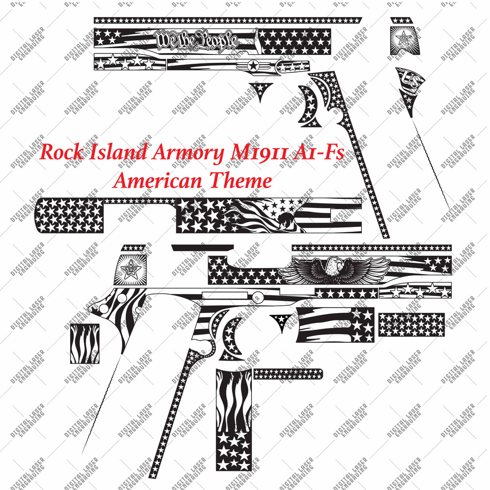 Rock Island Armory M1911 A1fs American Theme Firearms Laser Engraving Files AISVG PNGDXF 0